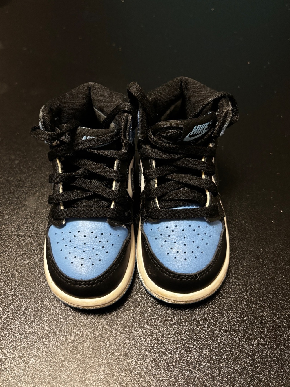 Jordan Kids Black and Light Blue High-Top Sneakers